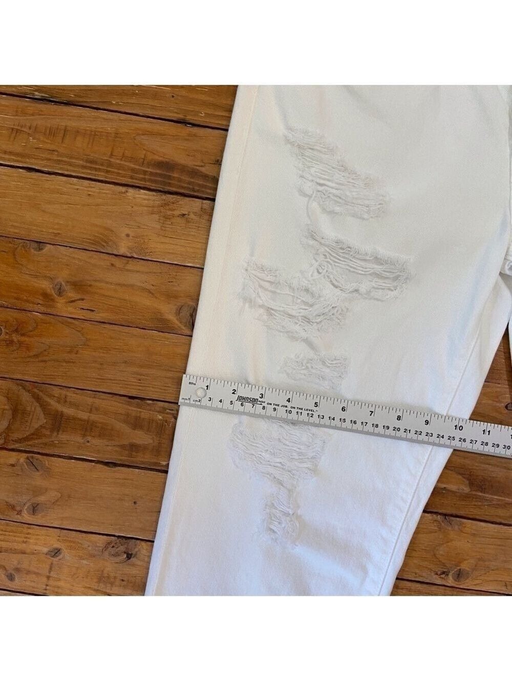 MOTHER The loosey ripped white high rise jeans button fly strech 100% cotton 31 - Picture 11 of 16